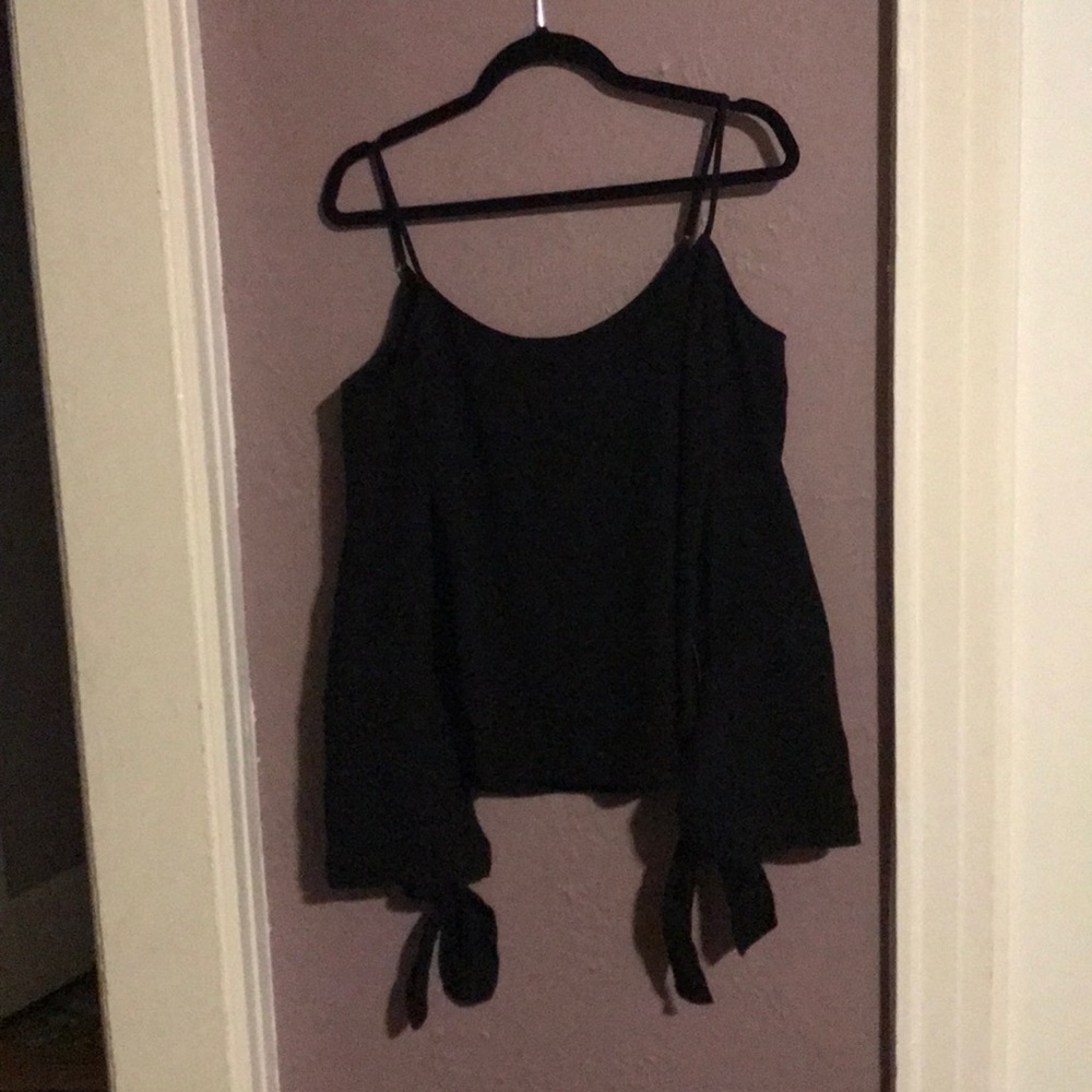 Black bell bottom sleeve off-shoulder blouse
